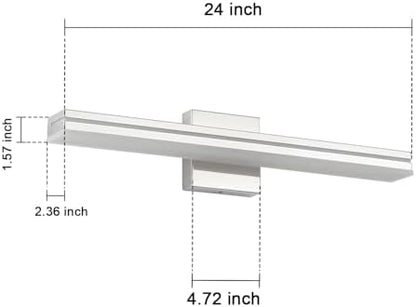 SineRise 24-Inch LED Modern Bathroom Vanity Light Bar, Chrome Modern Acrylic Bathroom Wall Lighting Fixtures Over Mirror (Cool White 6000K)