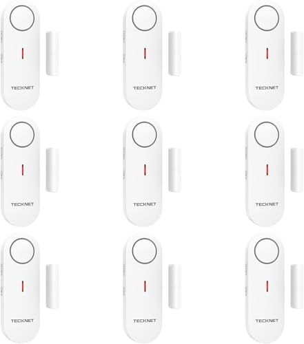 TECKNET Door Alarms for Kids Safety, Window Alarm Pool Alarms Door Alarm for Home Security, 2-in-1 Alarm & Chime, 3-Level Volume Control, Wireless Alarm for House Hotel Cars Sheds Caravans (9 Pack)