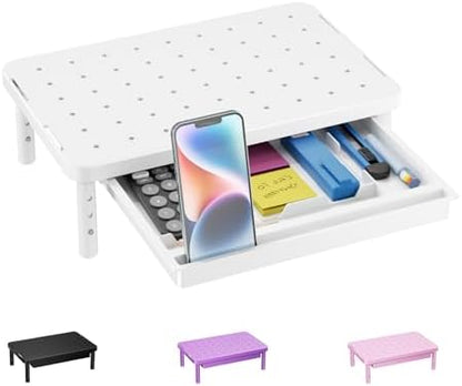 WALI Computer Monitor Stand with Storage, Monitor Riser 3 Height Adjustable