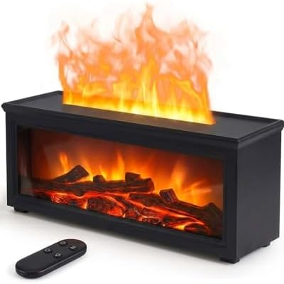 Essential Oil Diffuser, 7-Color Fireplace Flame Aromatherapy Humidifier