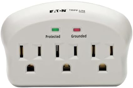 Eaton Tripp Lite SK3-0 Multi-Plug Wall Outlet Extender Surge Protector, 3 Outlets, 660 Joule Rating, Diagnostic LEDs, Portable Travel Wall Plug, Lifetime Manufacturer's Warranty & $5,000 Insurance