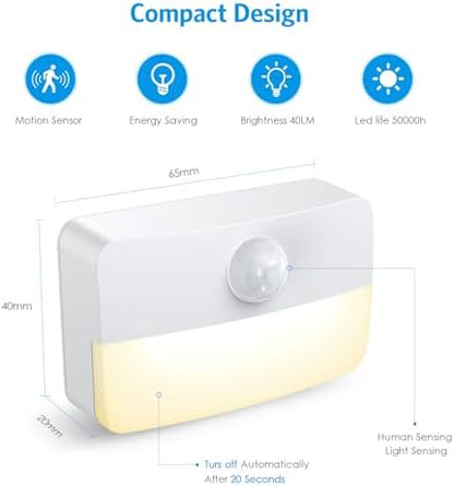 AMIR 12 Pack Motion Sensor Stair Lights for Indoor, Battery-Operated LED Night Light, 40 Lumen 3000K, Cordless Closet Light, Tap Light, Safe Lights for Stairs, Hallway, Bathroom, Cabinet, Kitchen