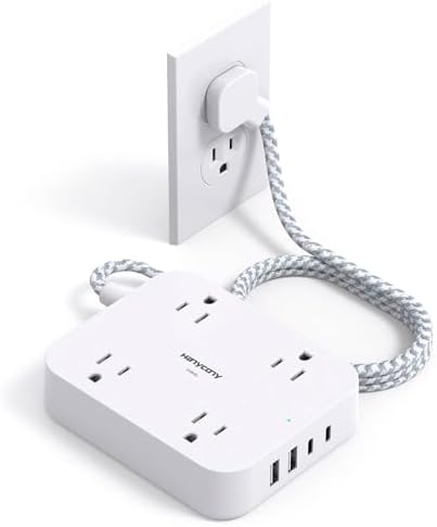 Surge Protector Power Strip, 5Ft Extension Cord with 4 USB Ports(2 USB C)