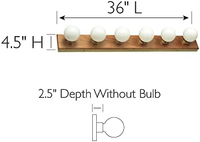 Design House Bathroom Vanity Light Fixtures Over Mirror, 6-Light Vanity Lights for Bathroom, Dimmable Wall Mount Lighting, Horizontal or Vertical Installation, Honey Oak, 36-Inch, 500223