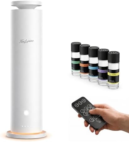Waterless Diffuser Pro with 5 Scent Oils, Luxury Hotel-Class Essential Oil Diffuser Aromatherapy Machine with 1500 Sq Ft Cover, 6 Mist, 4.06Oz Diffusers for Home Large Room Hotel SPA - White