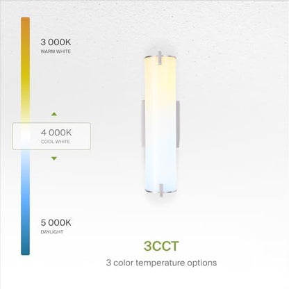 ASD LED 18" Vanity Wall Mount Light Fixture, Linear Bathroom Lighting Bar | 3CCT, Dimmable, Energy Star, ETL Listed | 20W 1500LM 3000-5000K 120V | Long Tube Bath Sconce Over Mirror | Nickel