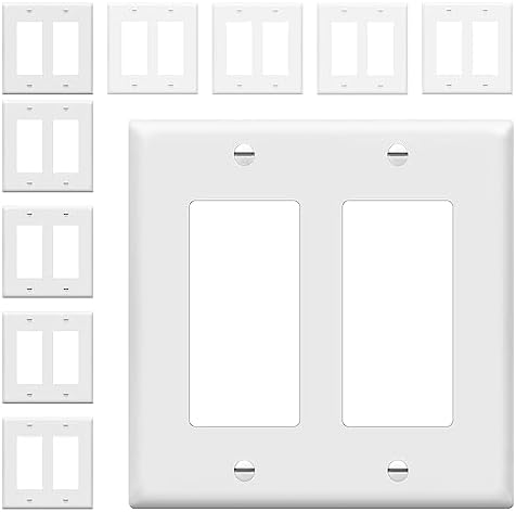 ENERLITES 2-Gang White Decorator Switch Outlet Wall Plate Cover, 10 Pack