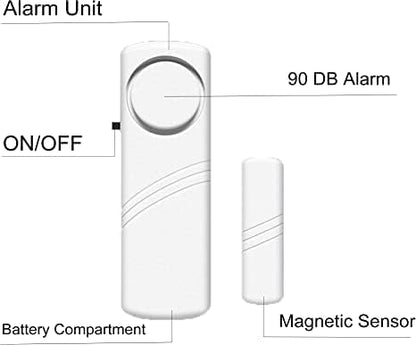 4 Pack Door Window Alarm,Magnetic Burglar Alert Sensor, Loud Door Alarms for Safety, DIY for Home Security, Office Protection,Swimming Pool Door Alarm
