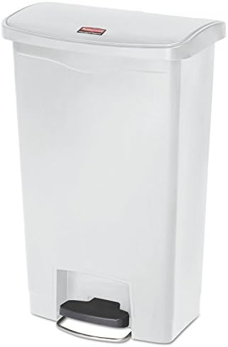 Rubbermaid Commercial Products Streamline Slim Step-On Plastic Trash Can, 13 Gallon, White, Hands-Free Garbage Can for Medical Waste in Hospitals/Lab/Emergency/Patient Rooms