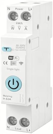 Smart WiFi Switch, AC90‑300V 63A, Leakage Protection Circuit Breaker | Tuya/Smart Life APP Remote Monitor, Voltage Power Energy, Timer Switch, Overload Over‑Current Over/Under‑Voltage Alarm