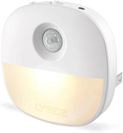 Lyridz Plug in Night Light with Motion Sensor and Dusk to Dawn Sensor, Dimmable Warm Nightlight with 1-50lm Adjustable Brightness Indoor for Bedroom, Bathroom, Stairs, Hallway, 1 Pack