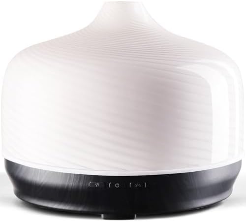 Porseme 500ml Glass Essential Oil Diffuser Aromatherapy Ultrasonic Cool Mist Humidifier 15-21 Running Hours Waterless Auto-Off Air Diffusers for Sleeping Yoga Working Spa(Pure White)