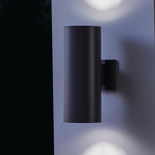 Kichler Cylinders 15" 2-Light Outdoor Cylinder Wall Sconce in Architectural Bronze, (15" H x 5.75 W), 9246AZ