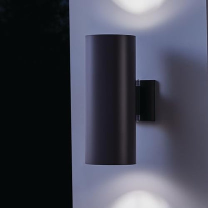 Kichler Cylinders 15" 2-Light Outdoor Cylinder Wall Sconce in Architectural Bronze, (15" H x 5.75 W), 9246AZ
