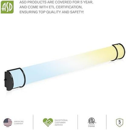 ASD LED 48" Vanity Flush Mount Light Fixture, Linear Bathroom Lighting Bar | 3CCT, Dimmable, Energy Star, ETL Listed | 35W 3200LM 3000-5000K 120V | Long Tube Bath Wall Sconce Over Mirror | Black
