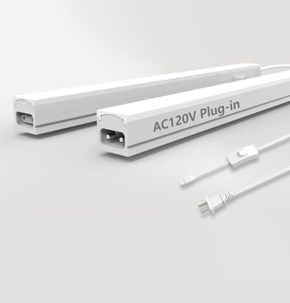 Leetdud Under Cabinet Lighting Plug in, 16 Inch 2 Pcs, Linkable AC120V 3CCT 3000K/4000K/5000K Ultra Slim, LED Under Cabinet Lights for Counter Light, Kitchen, Shelf, Sink, Workshop, Desk, White