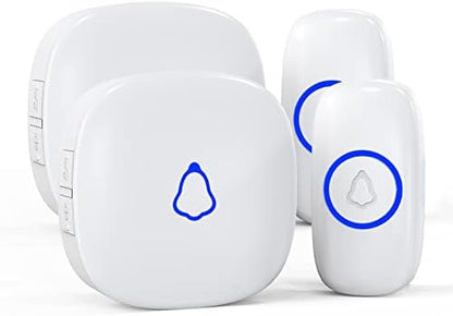 Wireless Doorbell 2 Buttons 2 Receivers, SECRUI Mini Waterproof Door Bell Operating at 1000 Feet, M520+F55 Doorbells with 52 Melodies, 5 Volume Levels & LED Flash