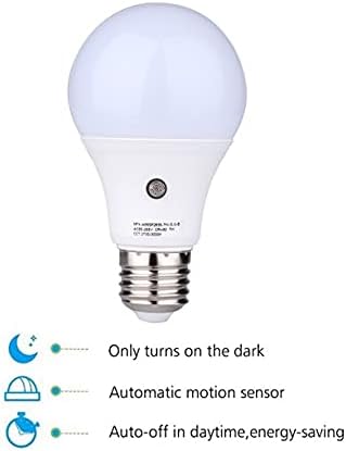 cjc 2 Packs LED Sensor Bulbs, 7W E27 Dusk to Dawn Smart LED Light Bulb Energy Save Automatic Sensor Ball Lamps (4000K-Natural White)