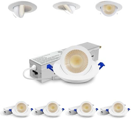 Adetu 2 Inch Gimbal LED Recessed Light, 5CCT, 5W, 550LM Brightness, 4 Pack