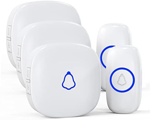 Wireless Doorbell, Remote Door Bell Ringer Wireless Long Range 1000FT, Matt Finish, SECRUI Wireless Doorbells for Home with 3 Plug-in Doorbell Chime and 2 Waterproof Ringer Button (White)