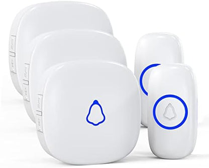 Wireless Doorbell, Remote Door Bell Ringer Wireless Long Range 1000FT, Matt Finish, SECRUI Wireless Doorbells for Home with 3 Plug-in Doorbell Chime and 2 Waterproof Ringer Button (White)