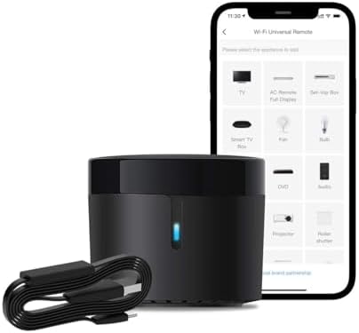 RM4 Mini IR Universal Remote Control with HTS2 Cable (Only 2.4 GHz Wi-Fi) Intelligent Home Automation WiFi Infrared Blaster for TV, Air Conditioning, STB Audio, Compatible with Alexa and Google Home.