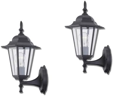 WISBEAM 2 Pack Outdoor Wall Light, Black Wall Sconce for House Porch Lighting Fixture, E26 Base 60W Max, Metal Housing Plus Glass, Wet Location Rated, ETL Qualified, Bulbs not Included