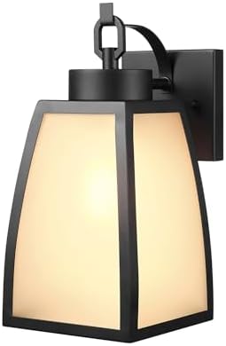 Globe Electric 60000166 1-Light Outdoor Wall Sconce, Matte Black, Frosted Glass
