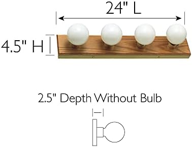 Design House 500207 4-Light Vanity Strip Light Contemporary Dimmable for Bathroom, Bedroom, Makeup Vanity, Honey Oak