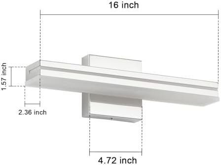 SineRise 16-Inch LED Modern Bathroom Vanity Light Bar, Chrome Modern Acrylic Bathroom Wall Lighting Fixtures Over Mirror (Cool White 6000K)