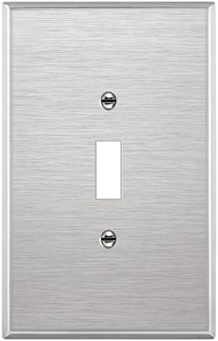 ENERLITES Toggle Light Switch Metal Wall Plate, Over Size 1-Gang, Silver