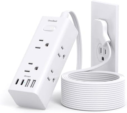 One Beat 10Ft Extension Cord with Multiple Outlets,Flat Plug Power Strip