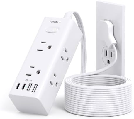 One Beat 10Ft Extension Cord with Multiple Outlets,Flat Plug Power Strip
