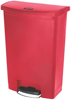Rubbermaid Commercial Products STREAMLINE Plastic Front Step Step-On-Trash/Garbage Can/Bin, 24 GAL, Red, for Doctor's Office/Hospitals/Healthcare