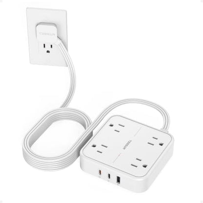 TESSAN Surge Protector Flat Extension Cord 15Ft, Flat Plug Power Strip