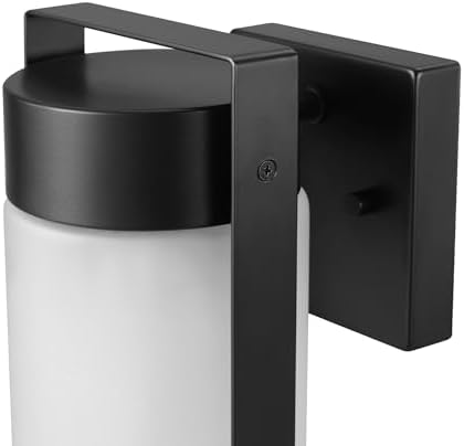 Globe Electric 60000165 1-Light Outdoor Wall Sconce, Matte Black, Frosted Glass