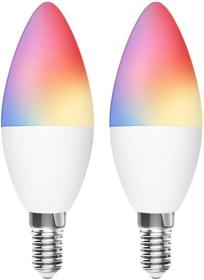 Tuya Bluetooth Smart LED Light Bulbs RGBCW, E12 Music Sync Color Changing,with App Control for Living Room, Party,2PACK.