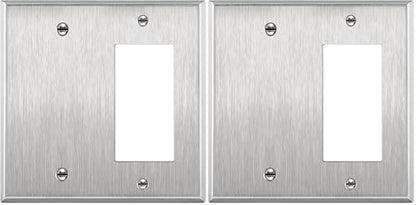 ENERLITES Combination Blank Device or Decorator Switch Metal Wall Plate, Corrosive Resistant, Size 2-Gang 4.50" x 4.57", 770131, 430 Stainless Steel, UL Listed, Silver (Pack of 2)