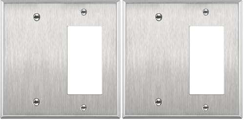 ENERLITES Combination Blank Device or Decorator Switch Metal Wall Plate, Corrosive Resistant, Size 2-Gang 4.50" x 4.57", 770131, 430 Stainless Steel, UL Listed, Silver (Pack of 2)