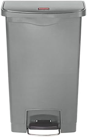 Rubbermaid Commercial Products - 1883602 Streamline Slim Step-On Plastic Trash Garbage Can, 13 Gallon, Gray