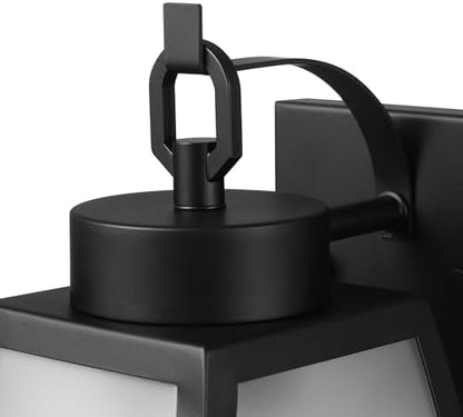 Globe Electric 60000166 1-Light Outdoor Wall Sconce, Matte Black, Frosted Glass