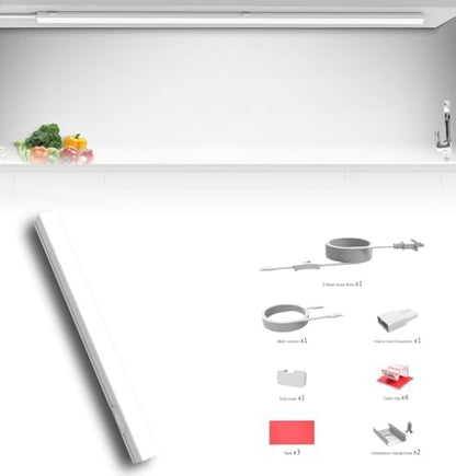 Leetdud Under Cabinet Lighting Plug in, 12 Inch 1 Pc, Linkable AC120V 3CCT 3000K/4000K/5000K Ultra Slim, LED Under Cabinet Lights for Counter Light, Kitchen, Shelf, Sink, Workshop, Desk，White