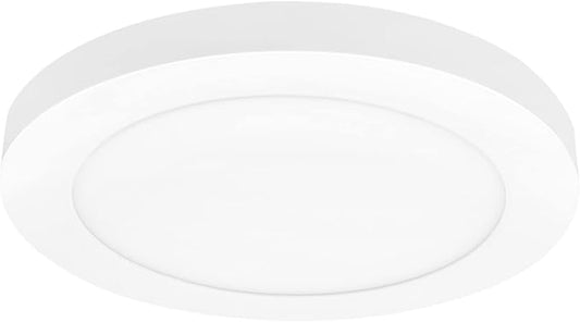 Maxxima 9 in. LED Flush Mount Ceiling Light Fixture - 1500 Lumens, 5 CCT 2700K-5000K, Round Color Selectable Panel Light, Dimmable, Recessed Can or J-Box Install, Suitable for Bathroom or Shower