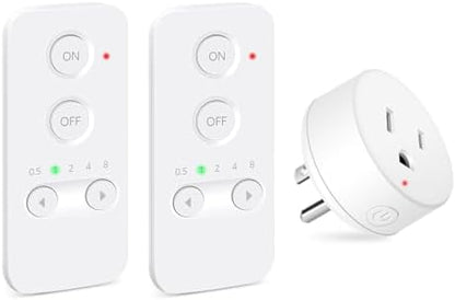NineLeaf Remote Control Outlet, 500FT Plug in Light Switch, No Wi-Fi Programmable Timer Mini Socket, Easy Wireless On/Off Switch for Christmas Lights, Hard-to-Reach Appliances,2Remotes 1Outlet