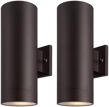 mirrea 14" Modern Outdoor Porch Light 2 Lights, Oil Rubbed Bronze, 2 Pack