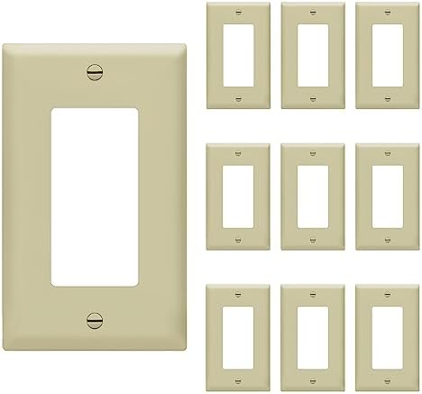 ENERLITES 1-Gang Ivory Decorator Switch Outlet Wall Plate Cover, 10 Pack