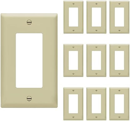 ENERLITES 1-Gang Ivory Decorator Switch Outlet Wall Plate Cover, 10 Pack
