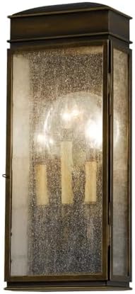 Generation Lighting OL7402ASTB Whitaker Outdoor Patio Lighting Wall Lantern, Bronze, 3-Light (9 Inch W x 23 Inch H) 180watts, cETL Listed, Safety Rated for Wet Locations