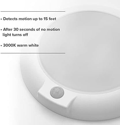 Maxxima 6 in. Round Motion Sensor LED Ceiling Mount Light Fixture - 600 Lumens, 3000K Warm White, Indoor Dome Light, Ideal for Closet, Hallway, or Kitchen Pantry Lighting (Pack of 2)