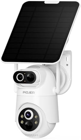 Solar Security Camera Wireless Outdoor Dual-Lens 2K(2MP Wide-Angle & 2MP PTZ) Cameras for Home Color Night Vision PIR AI Human Motion Detection